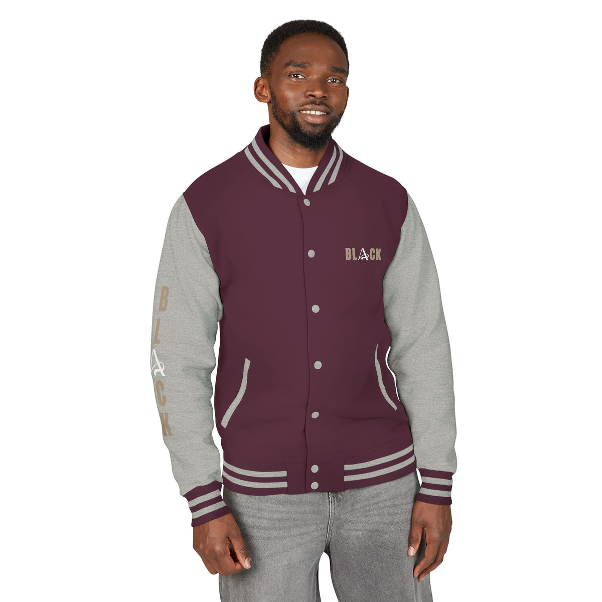 Unisex Black Heavyweight Letterman Jacket