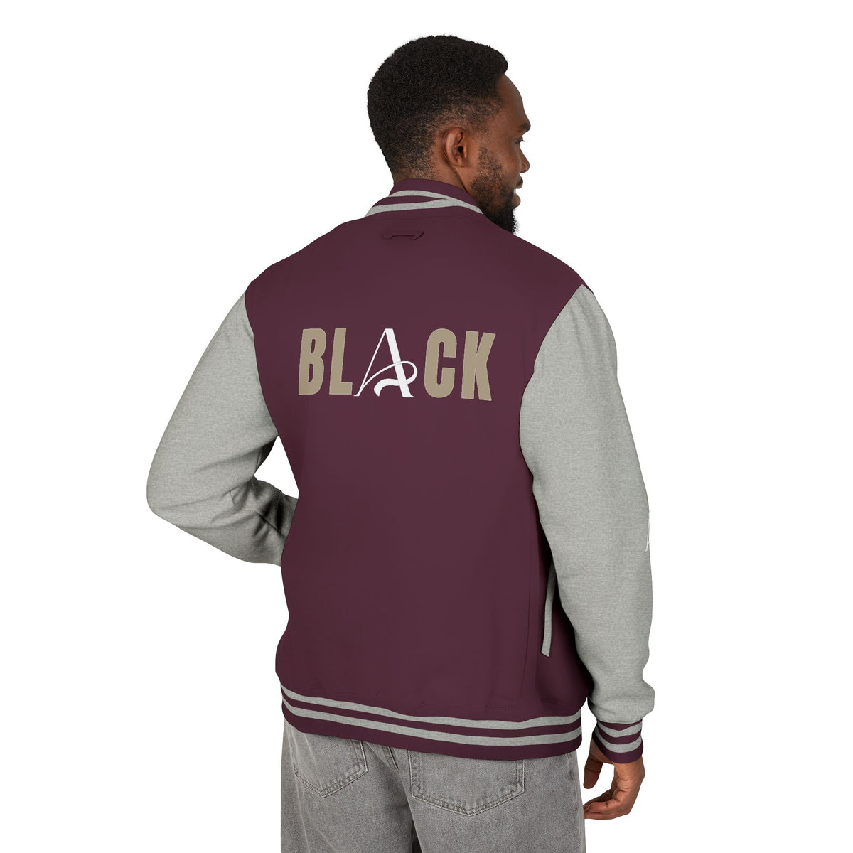 Unisex Black Heavyweight Letterman Jacket