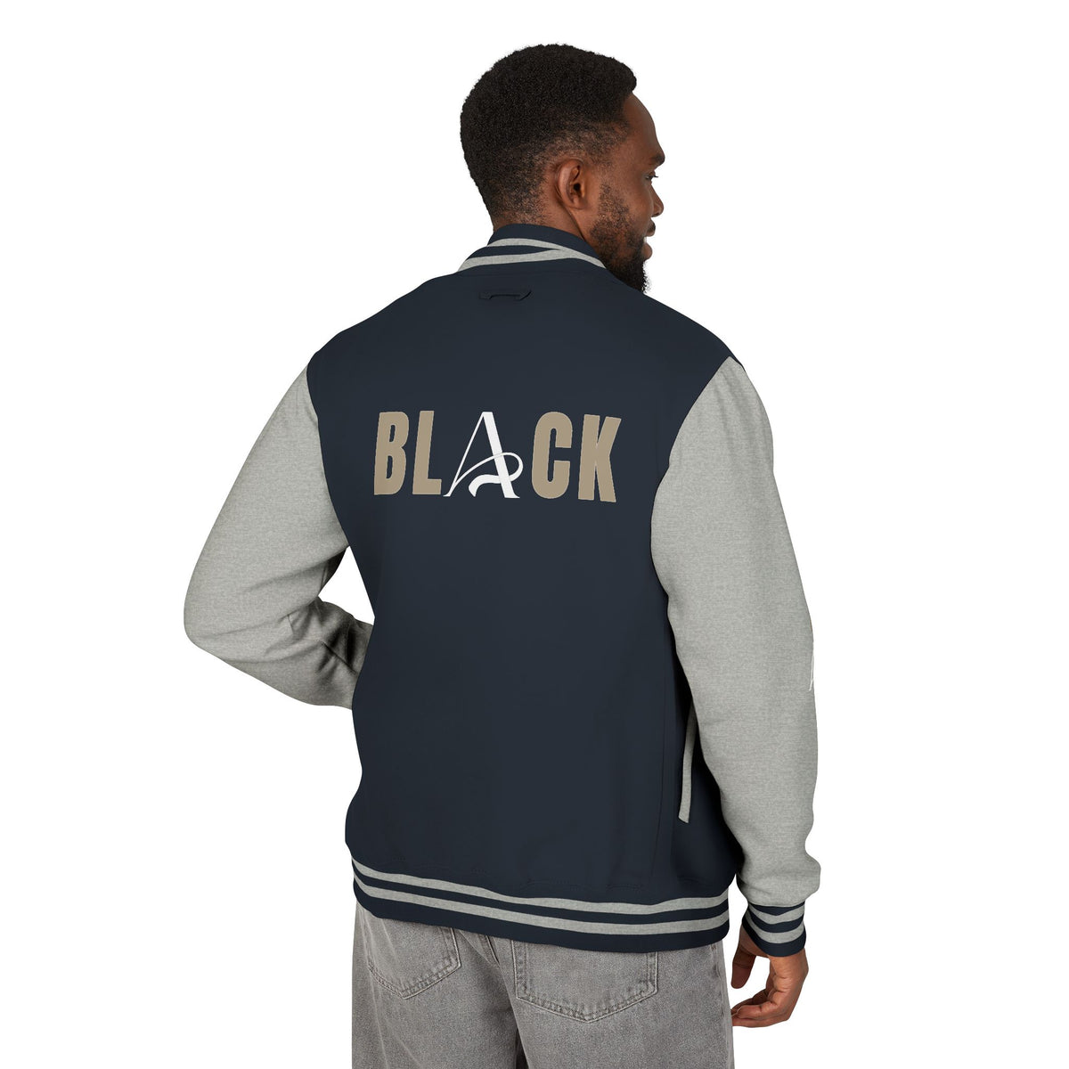 Unisex Black Heavyweight Letterman Jacket