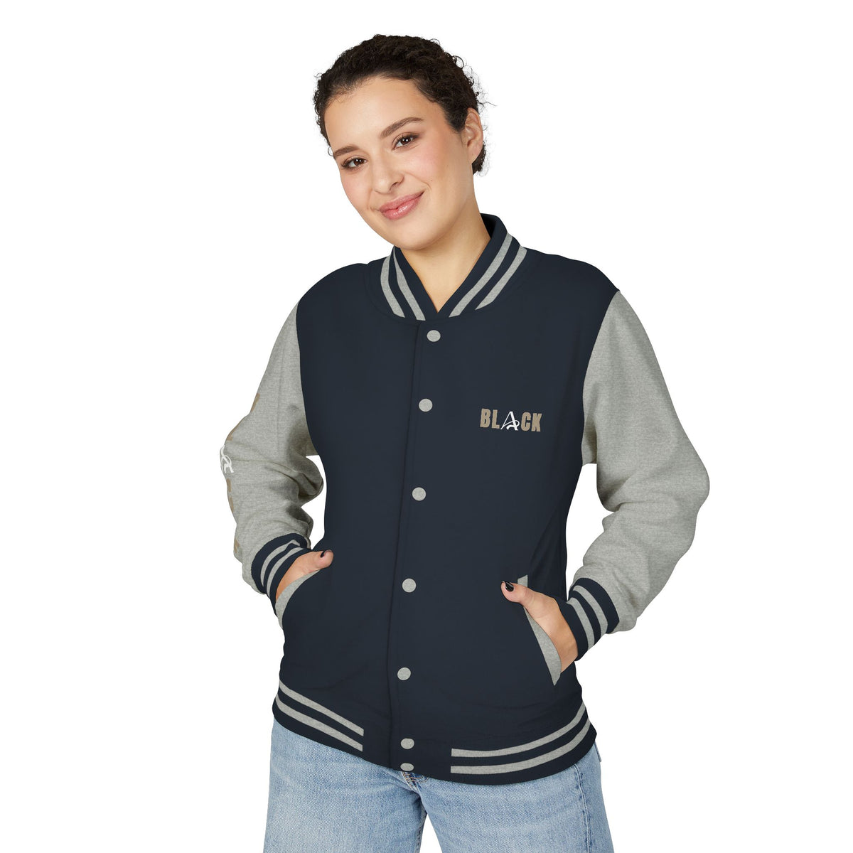 Unisex Black Heavyweight Letterman Jacket