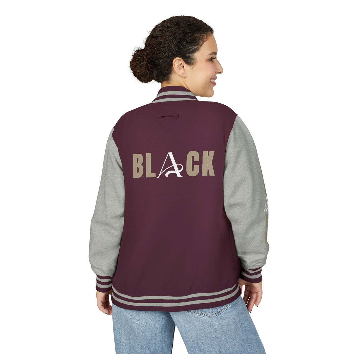 Unisex Black Heavyweight Letterman Jacket