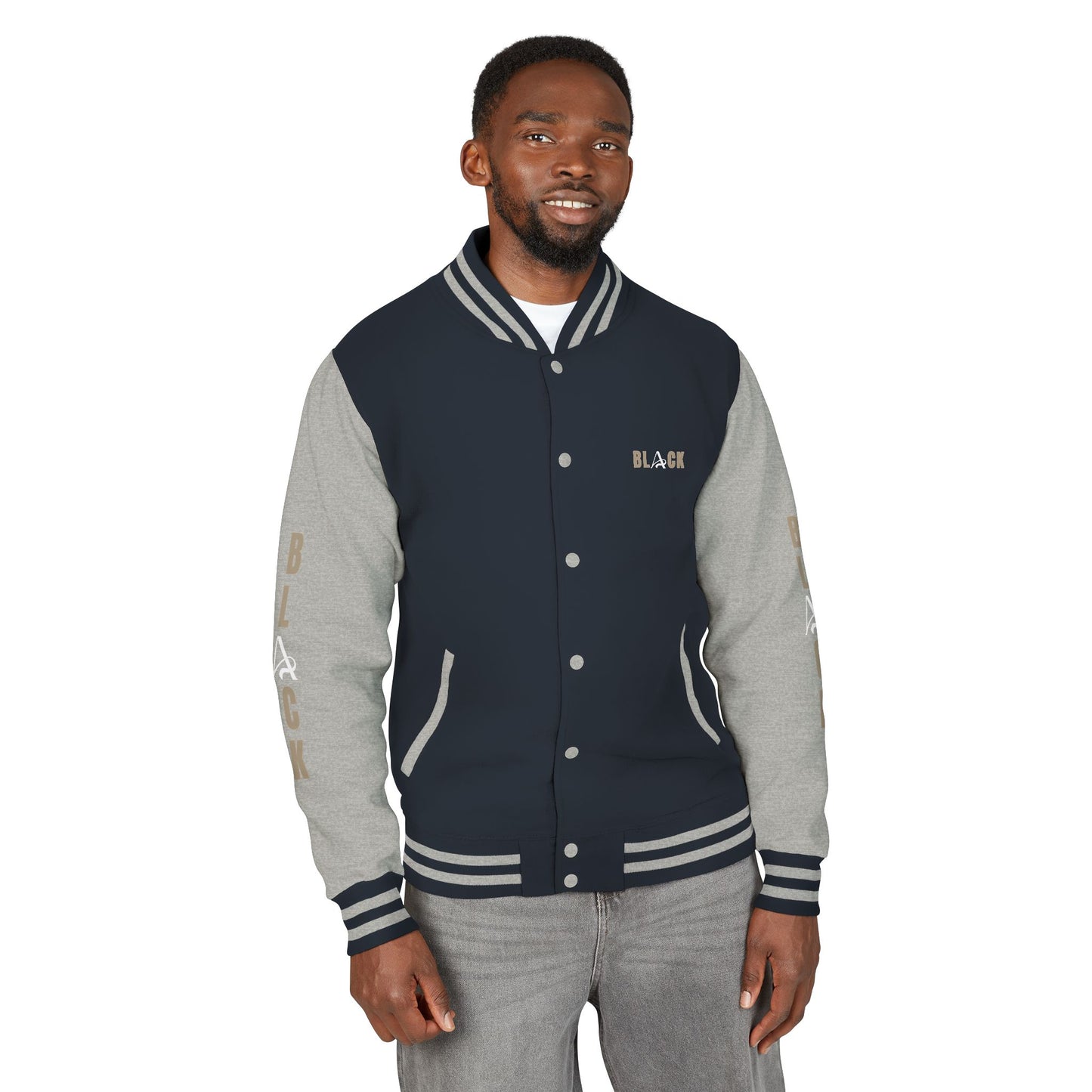 Black Unisex Heavyweight Letterman Jacket