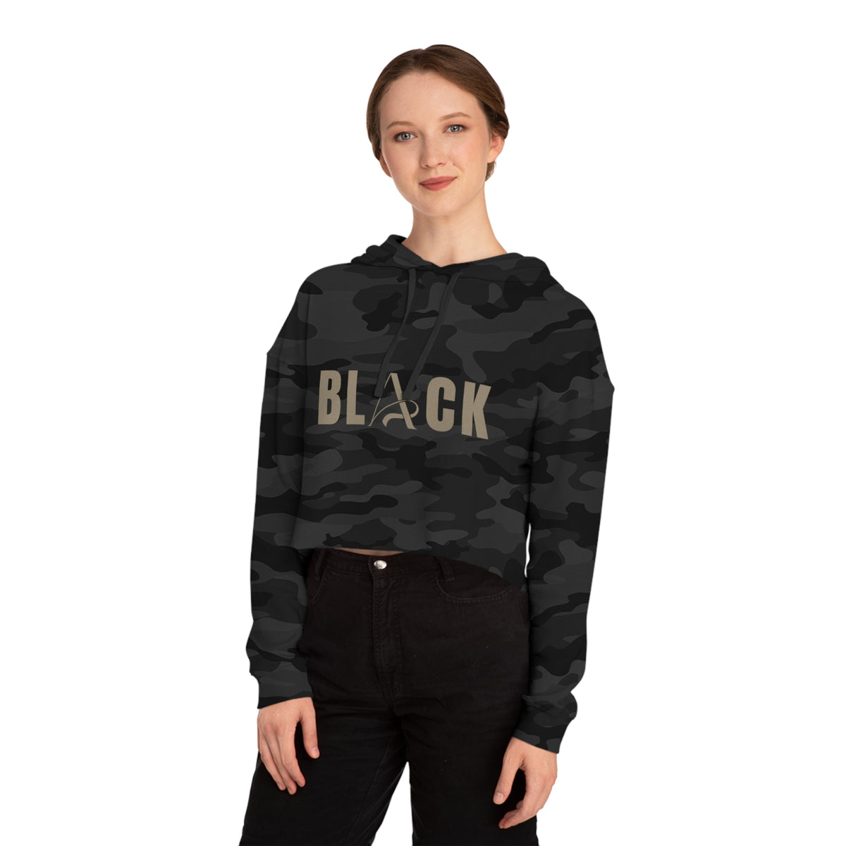 Black Women’s Cropped Hooded Sweatshirt
