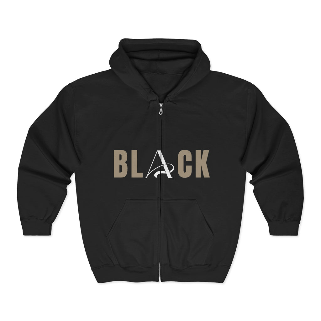 Unisex Black Full Zip Hooded Sweatshirt
