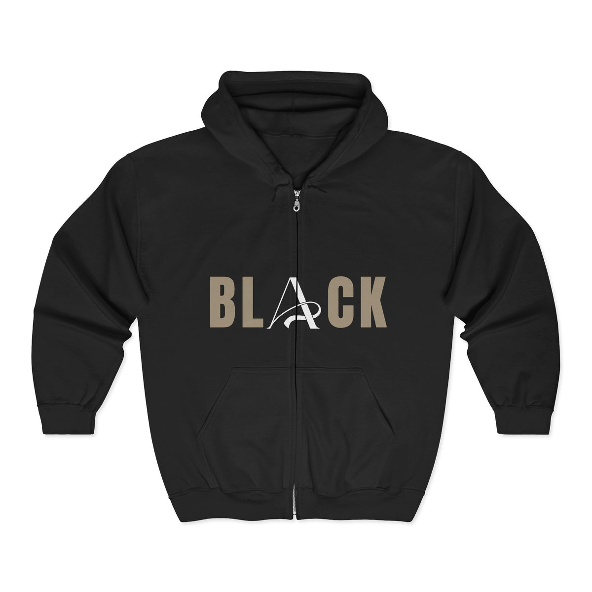 Unisex Black Full Zip Hooded Sweatshirt