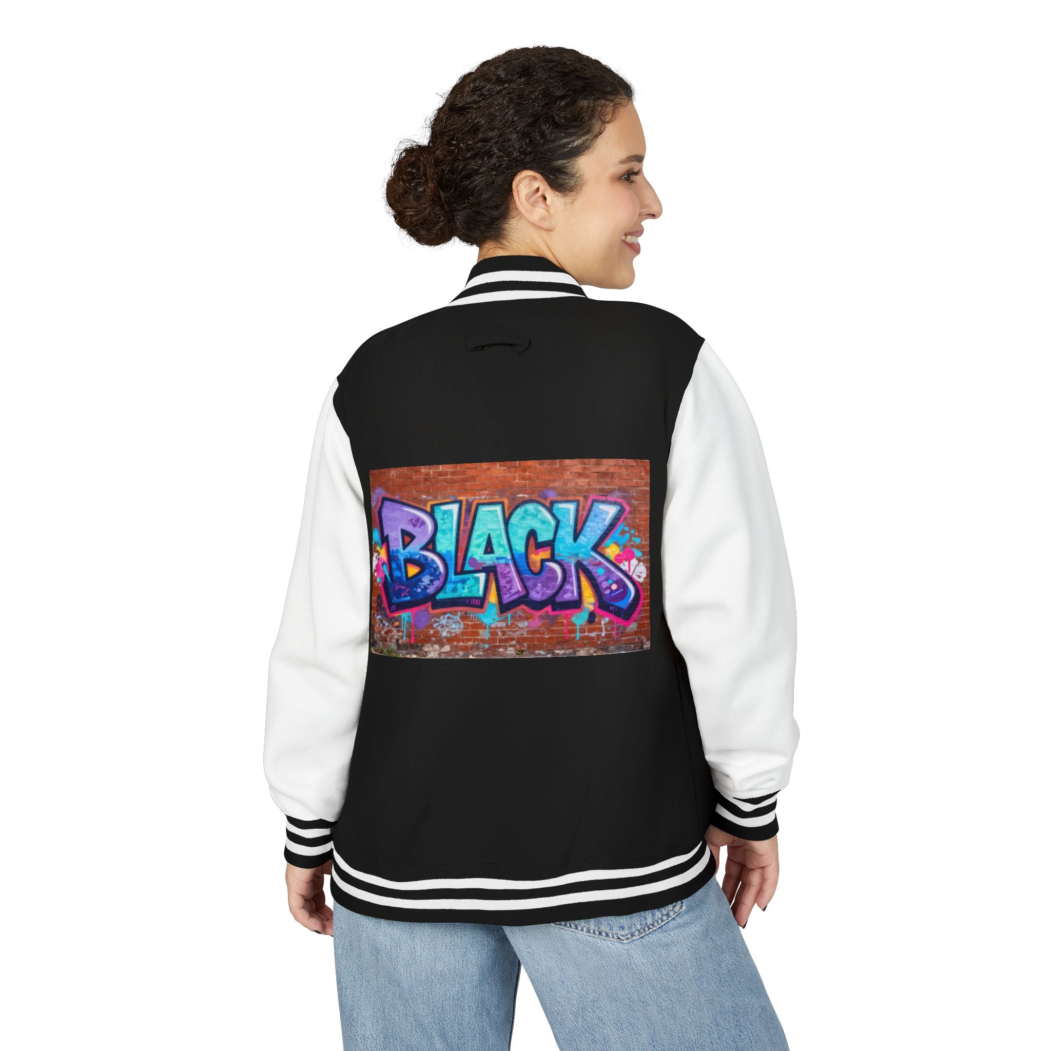 Unisex Black Heavyweight Letterman Jacket