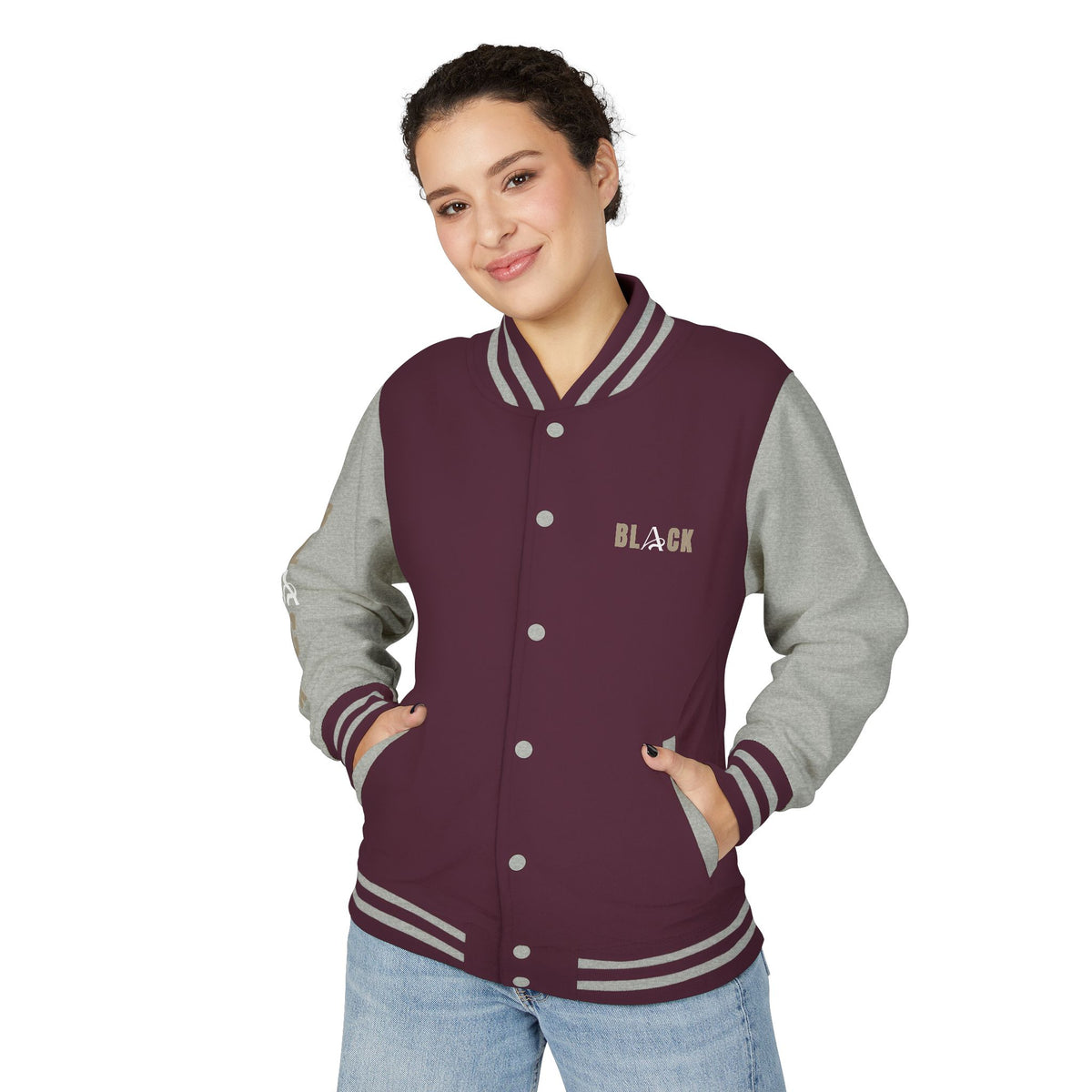 Unisex Black Heavyweight Letterman Jacket