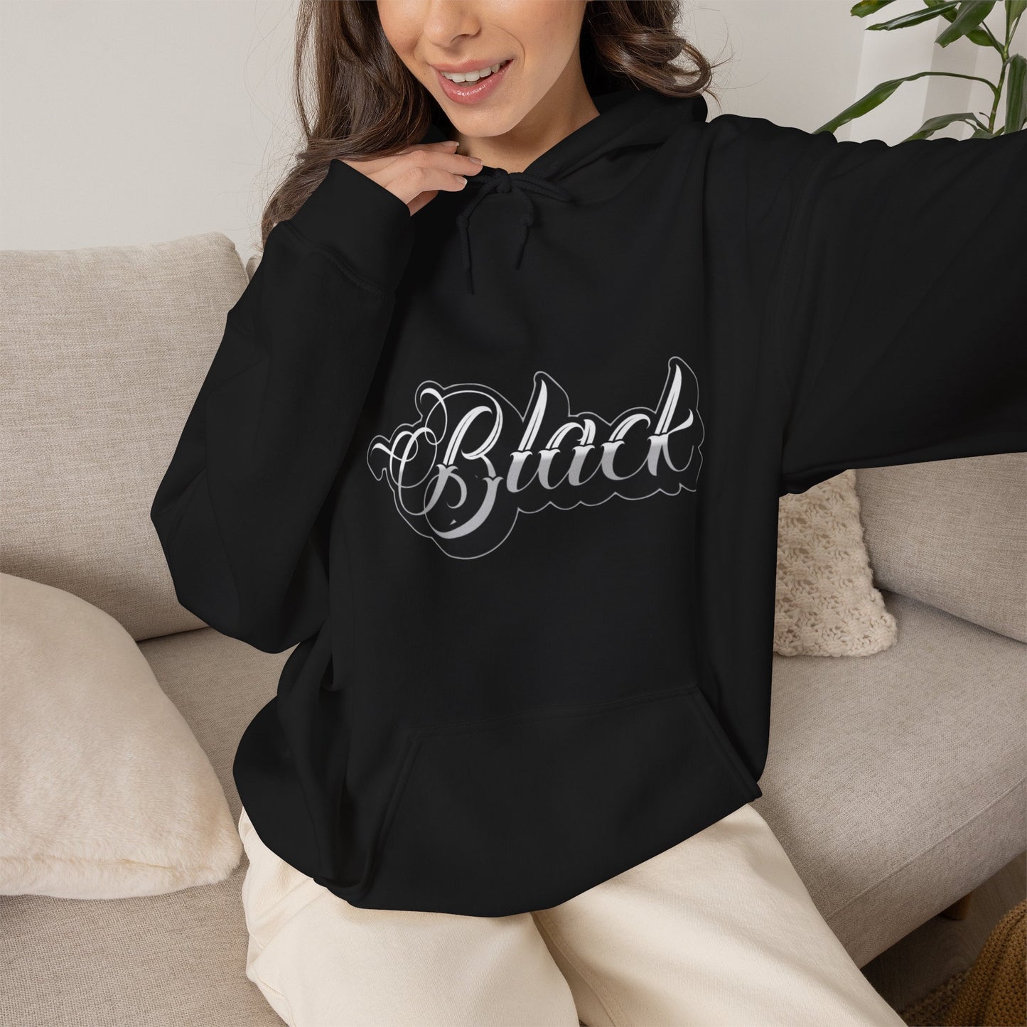 Unisex Black Hooded Sweatshirt