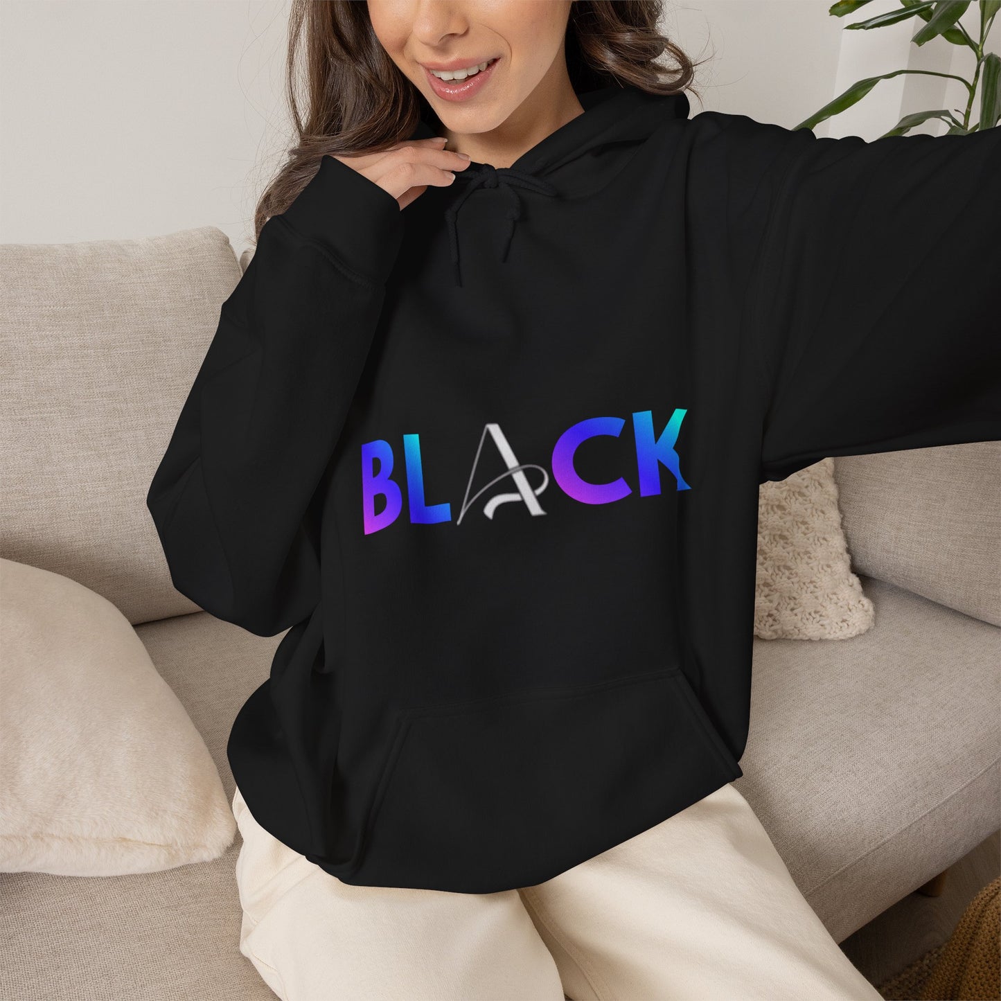 Unisex Black Hooded Sweatshirt