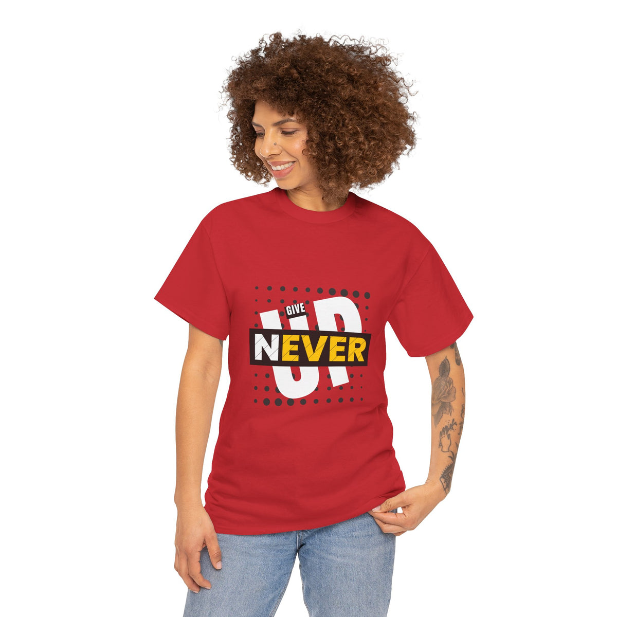 Unisex never give up Heavy Cotton Tee