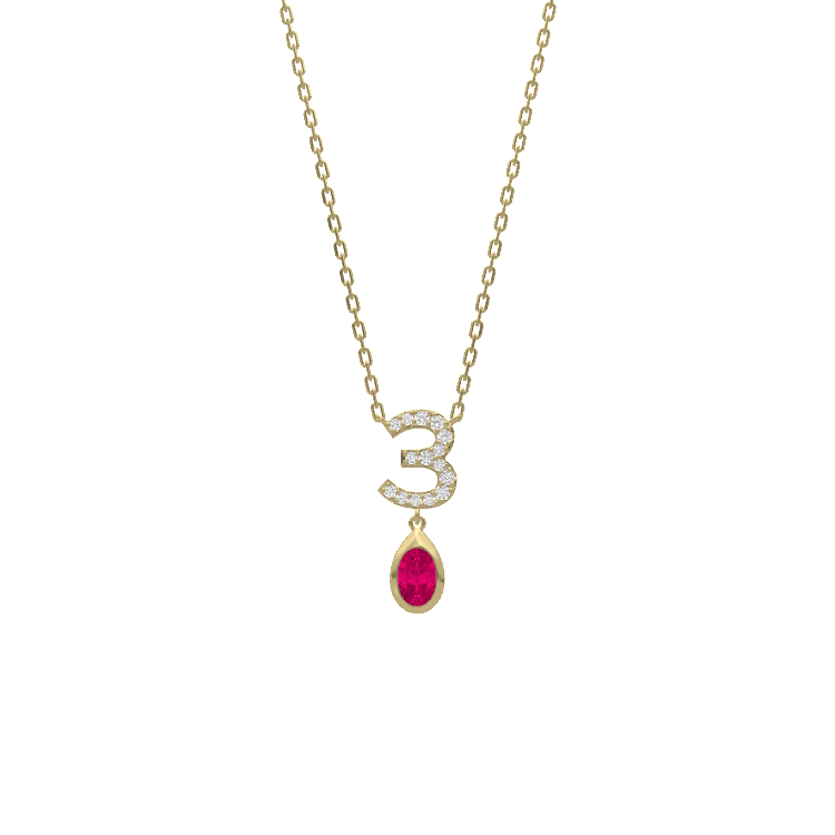 Personalized Numeric Birthstone Necklace
