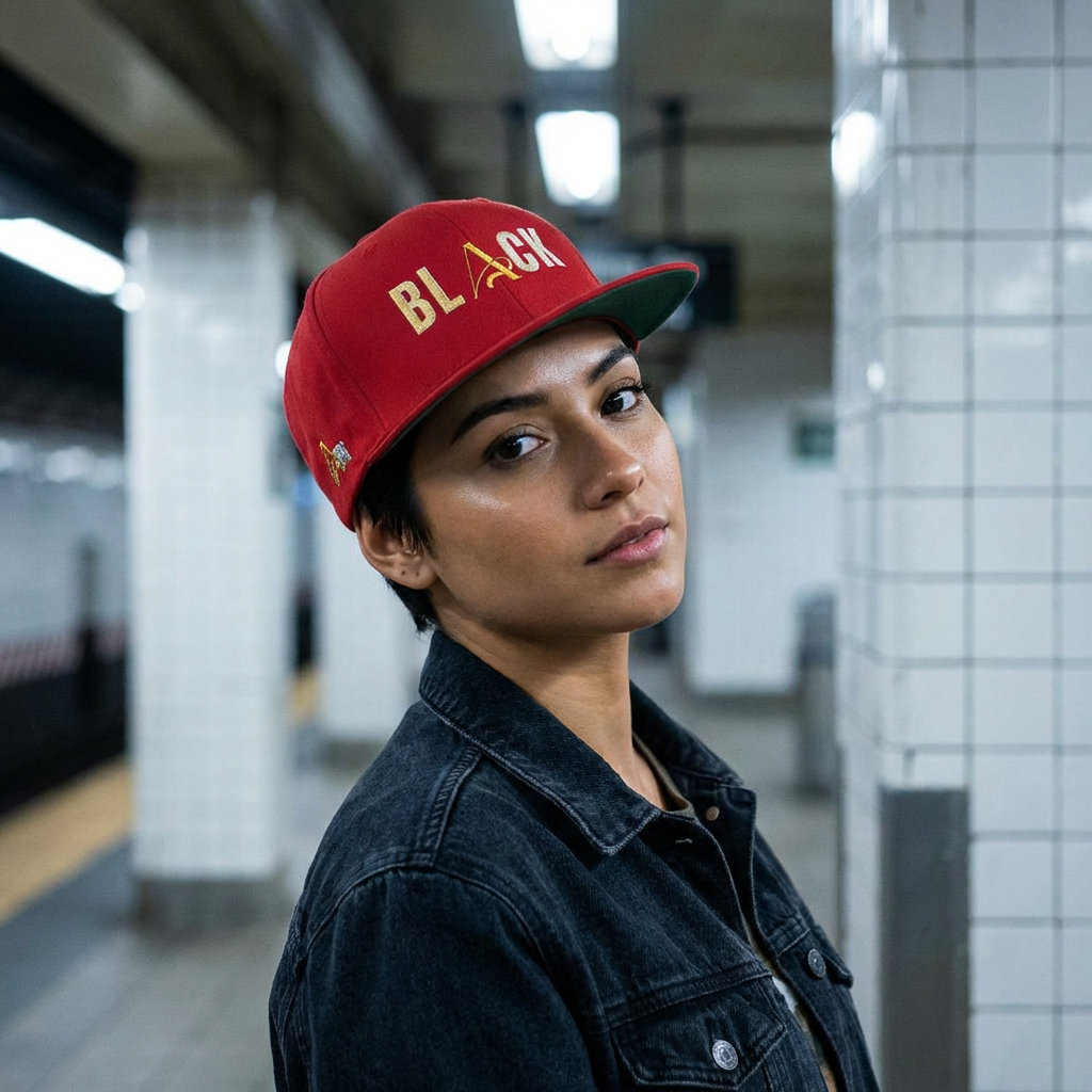 Black Flat Bill Cap (Embroidery)