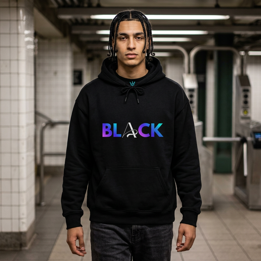 Unisex Black Hooded Sweatshirt