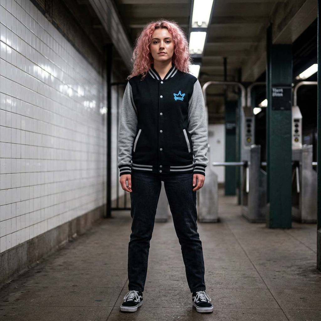 Unisex Black Letterman Jacket