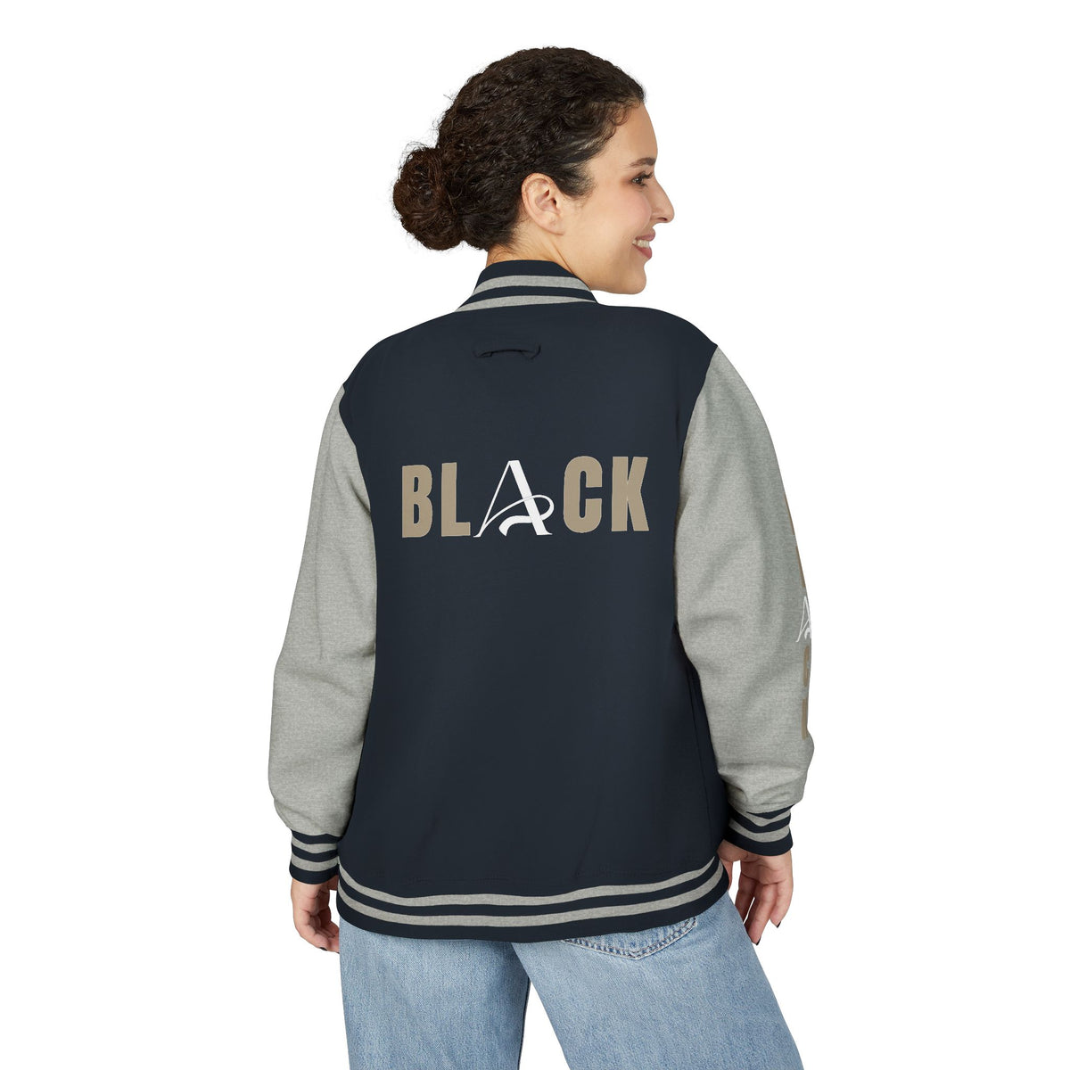 Unisex Black Heavyweight Letterman Jacket