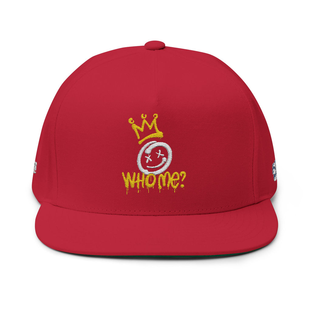 Who me Flat Bill Cap (Embroidery)