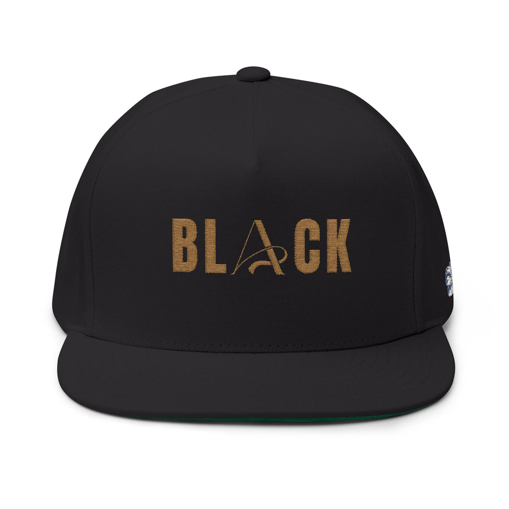 Black Flat Bill Cap (Embroidery)