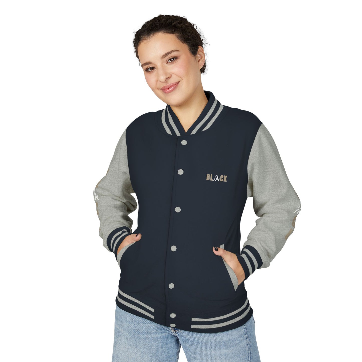 Black Unisex Heavyweight Letterman Jacket