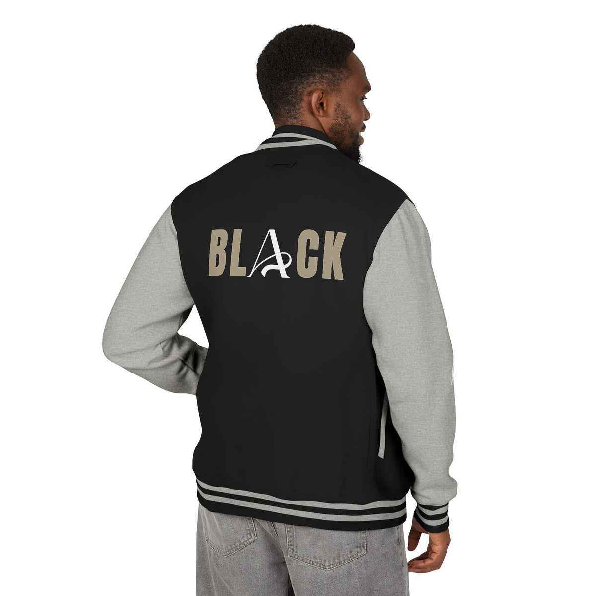 Unisex Black Heavyweight Letterman Jacket