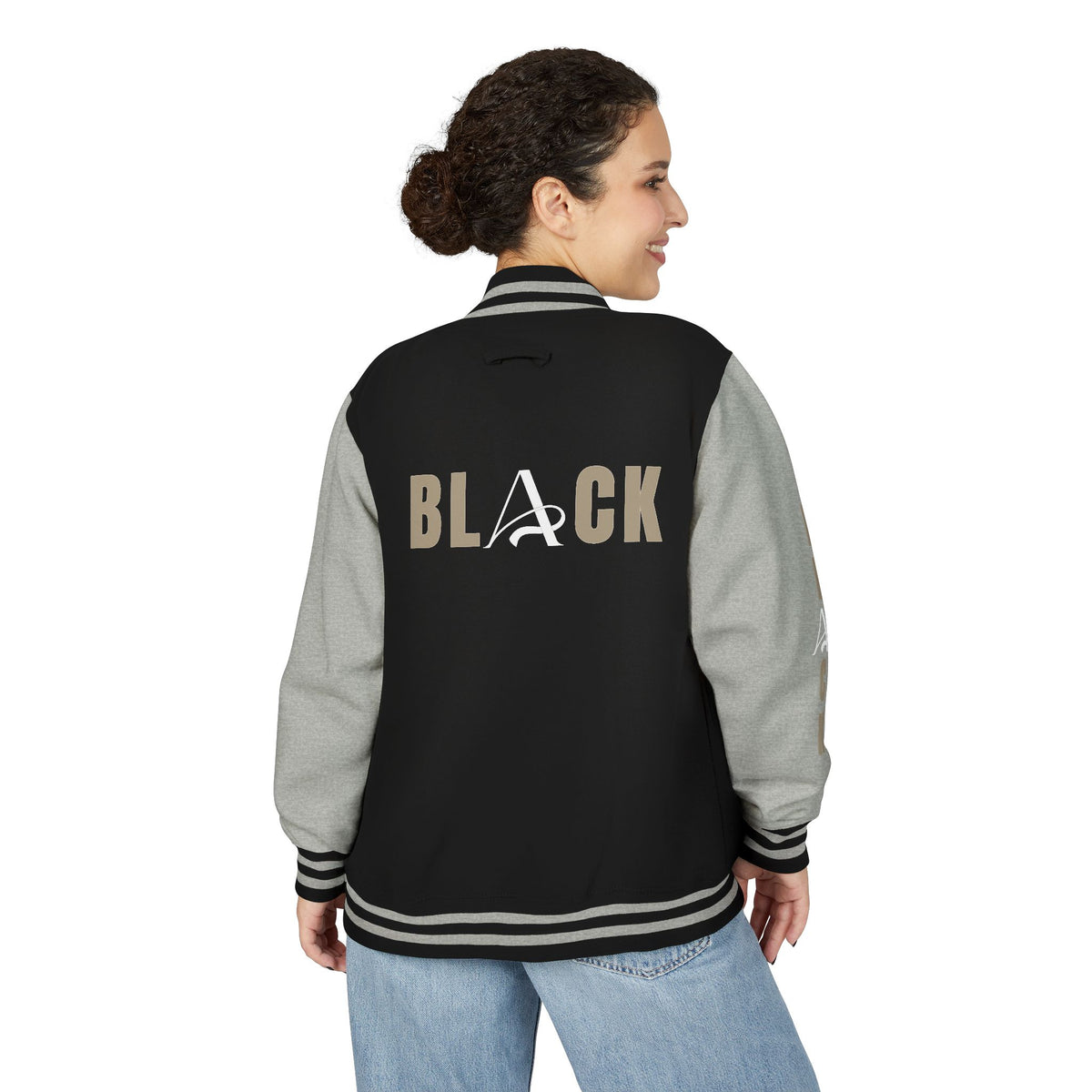 Unisex Black Heavyweight Letterman Jacket
