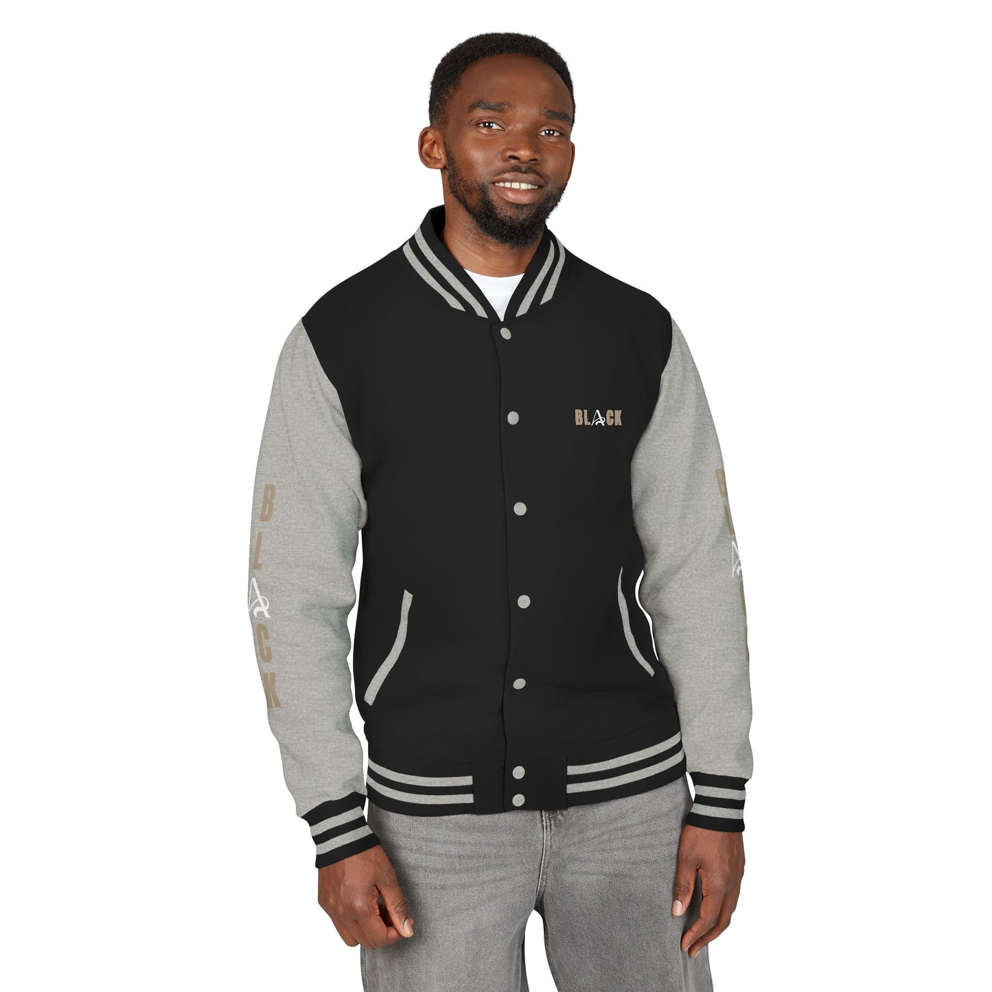 Black Unisex Heavyweight Letterman Jacket