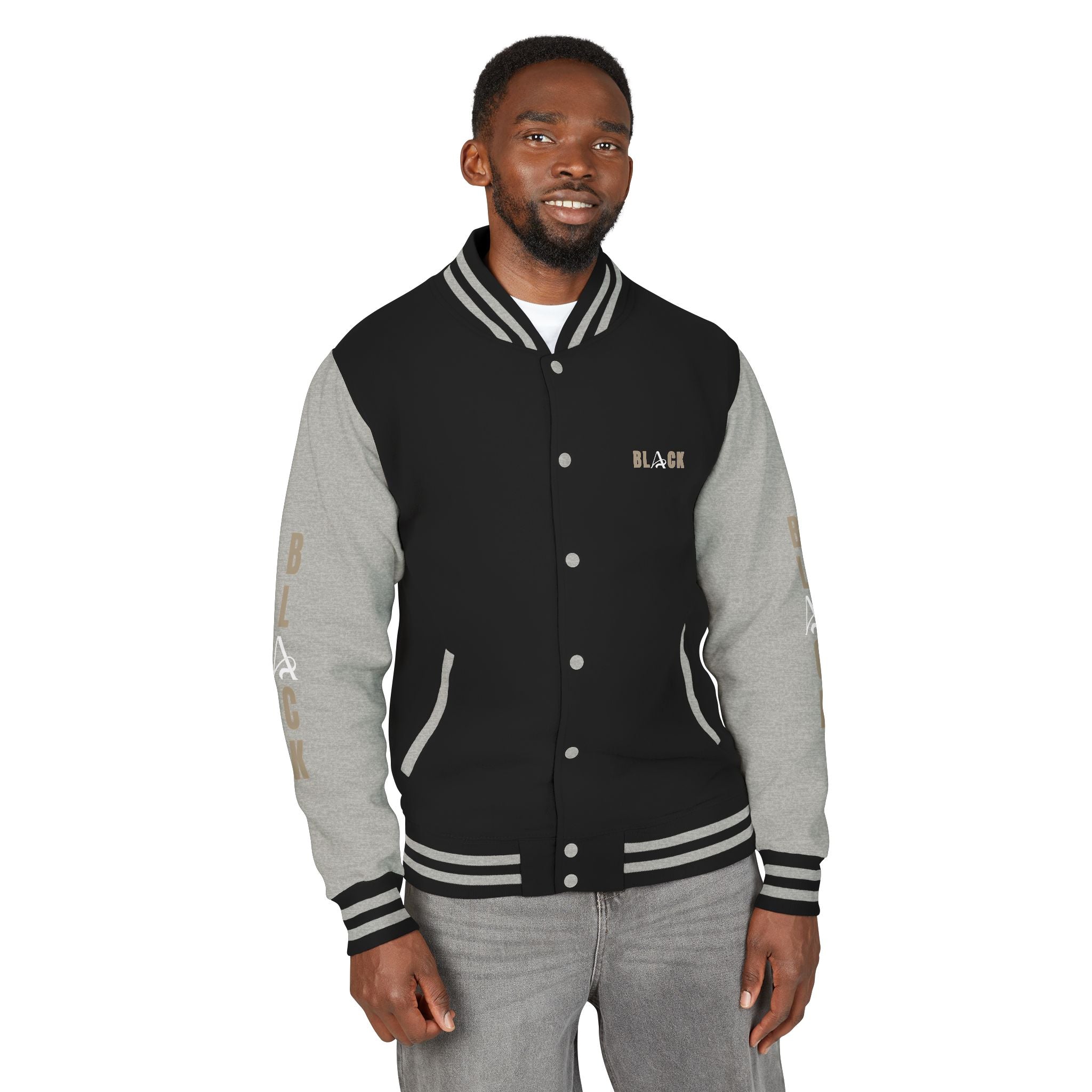 Black Unisex Heavyweight Letterman Jacket
