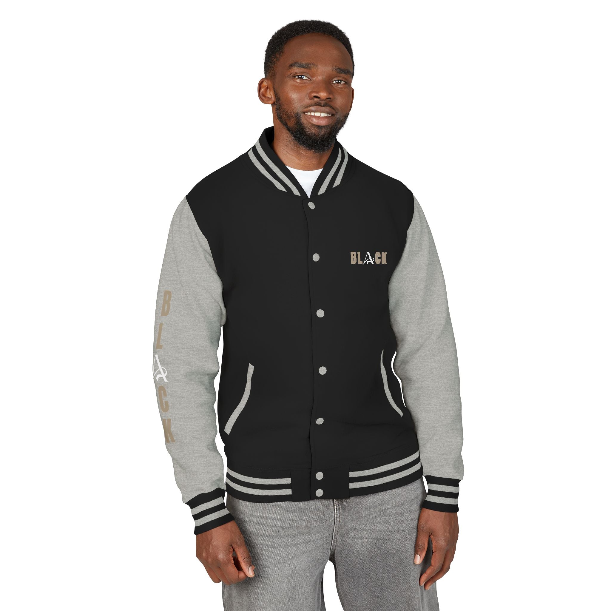 Unisex Black Heavyweight Letterman Jacket