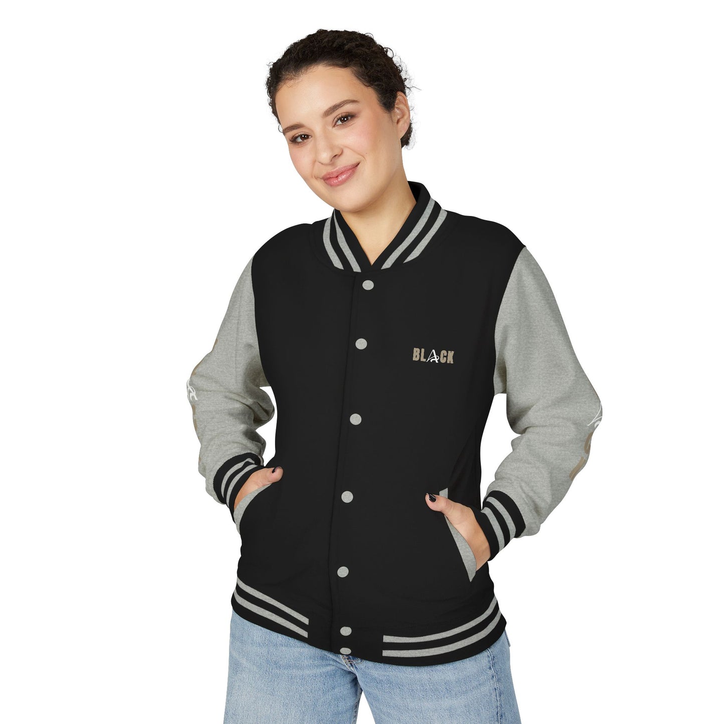 Black Unisex Heavyweight Letterman Jacket