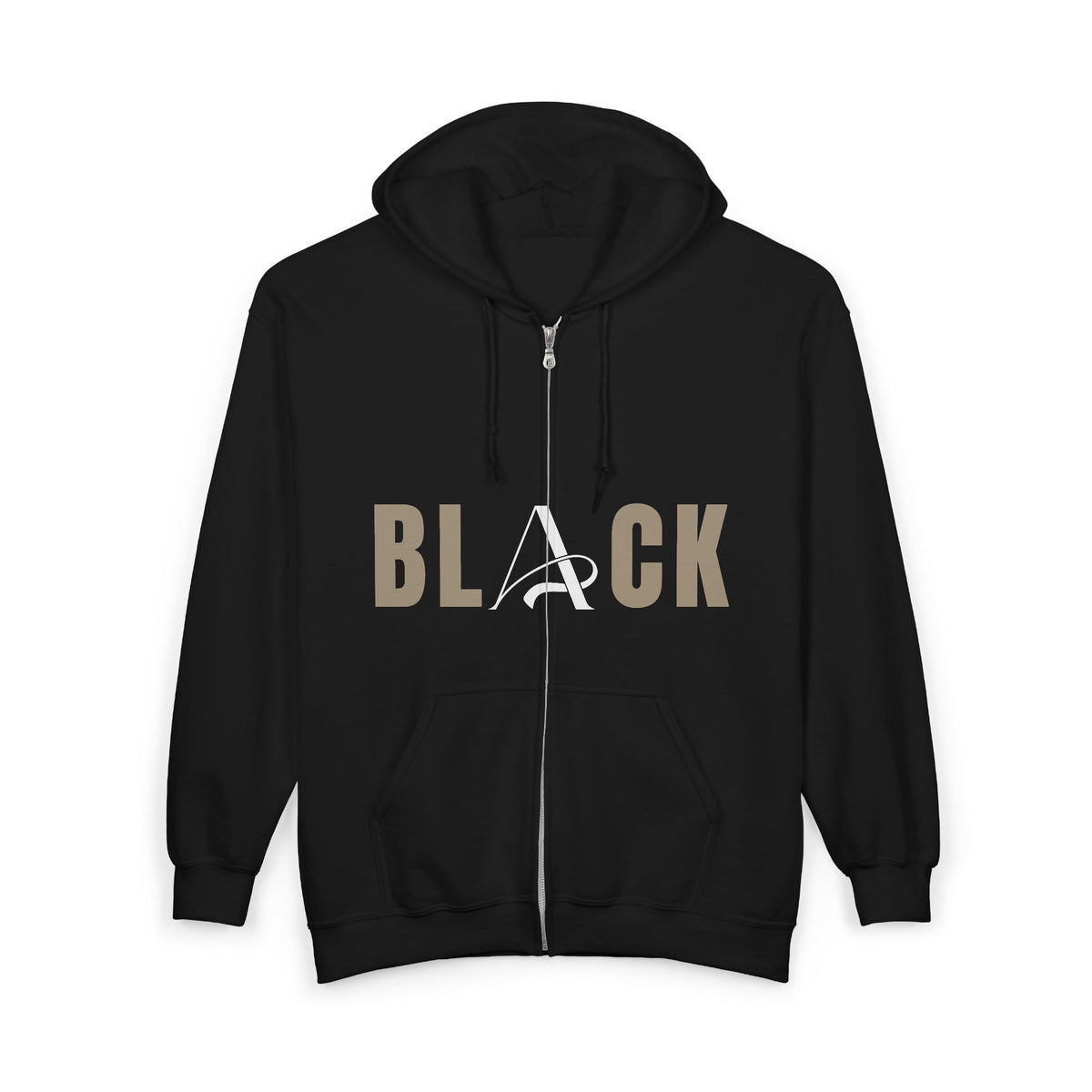 Unisex Black Full Zip Hooded Sweatshirt