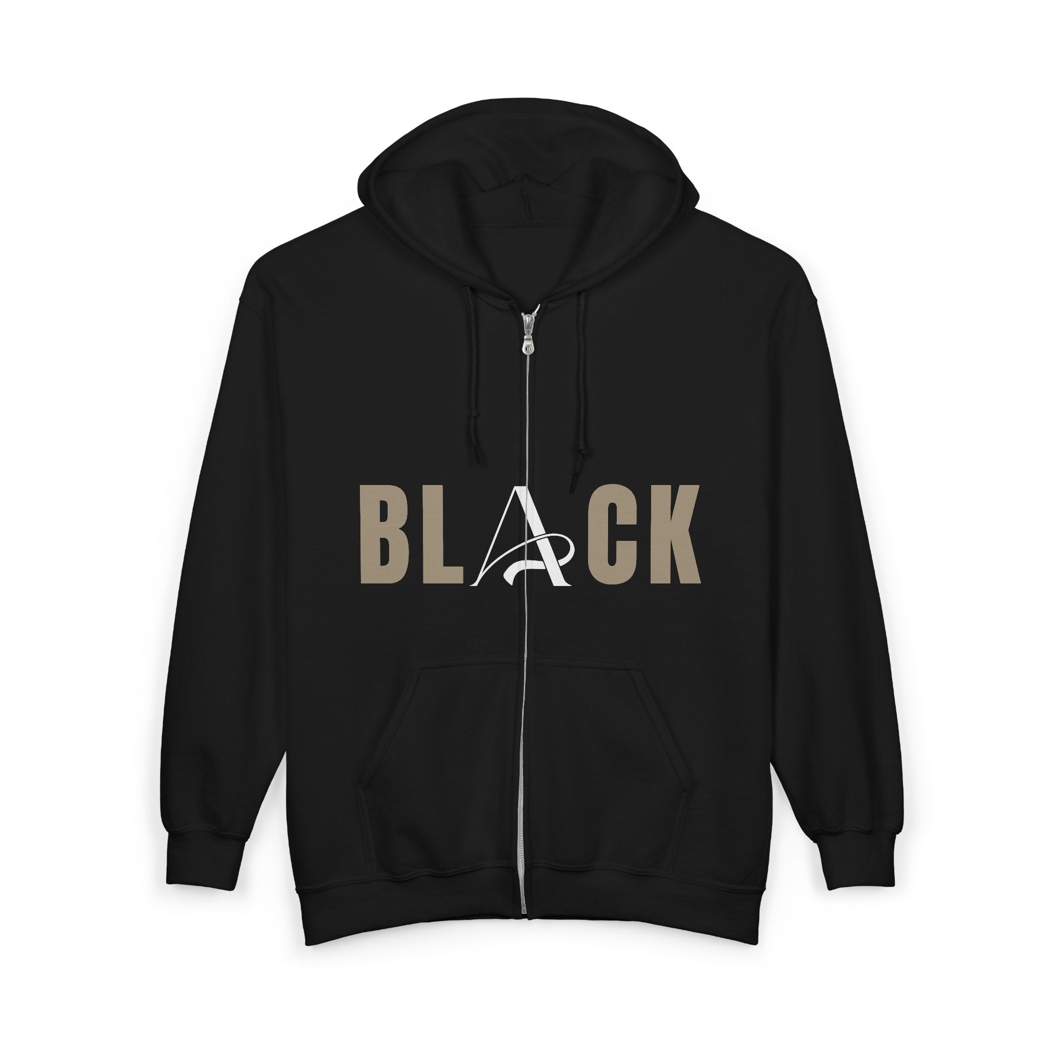 Unisex Black Full Zip Hooded Sweatshirt