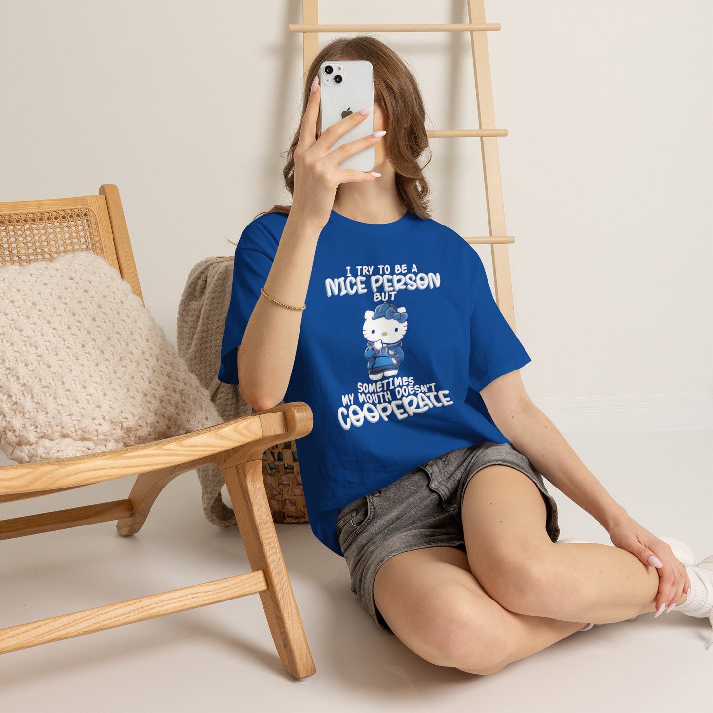 Women I try to be nice hello kitty Tee