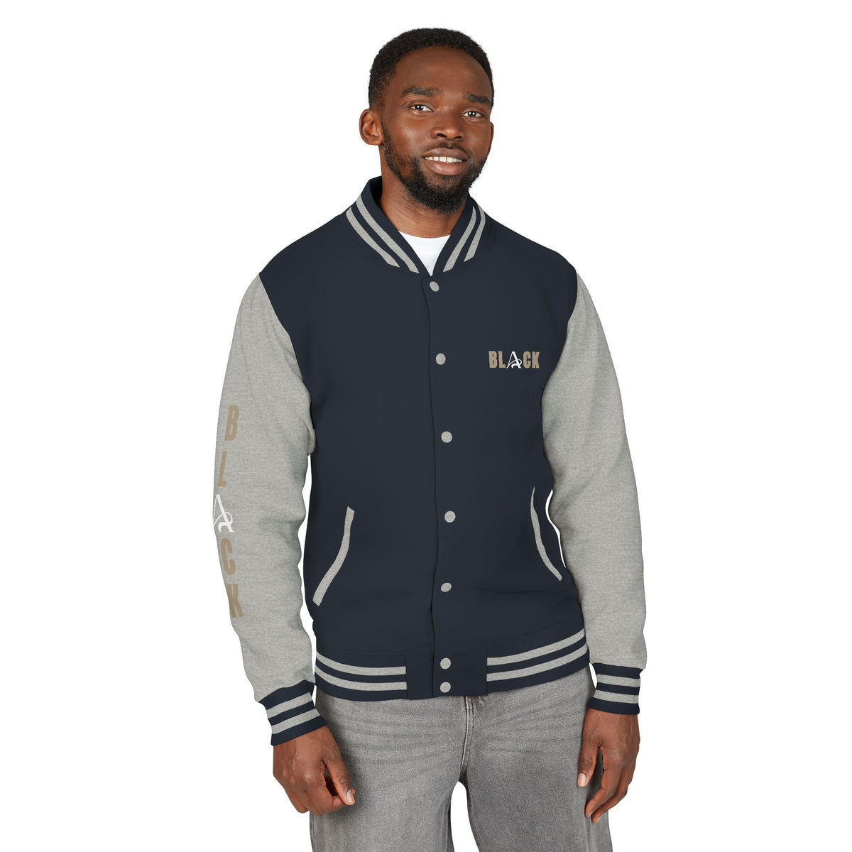 Unisex Black Heavyweight Letterman Jacket
