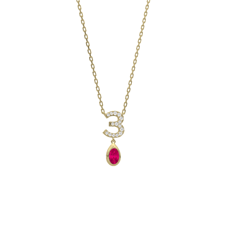 Personalized Numeric Birthstone Necklace